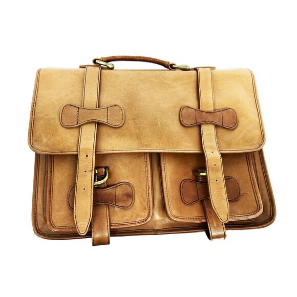 Vintage Brown Messenger Bag Satchel Cross Body Laptop Bag Briefcase  Unisex - Picture 1 of 11